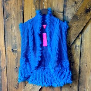 Lilly Pulitzer Teal Knit Vest with Fringe
